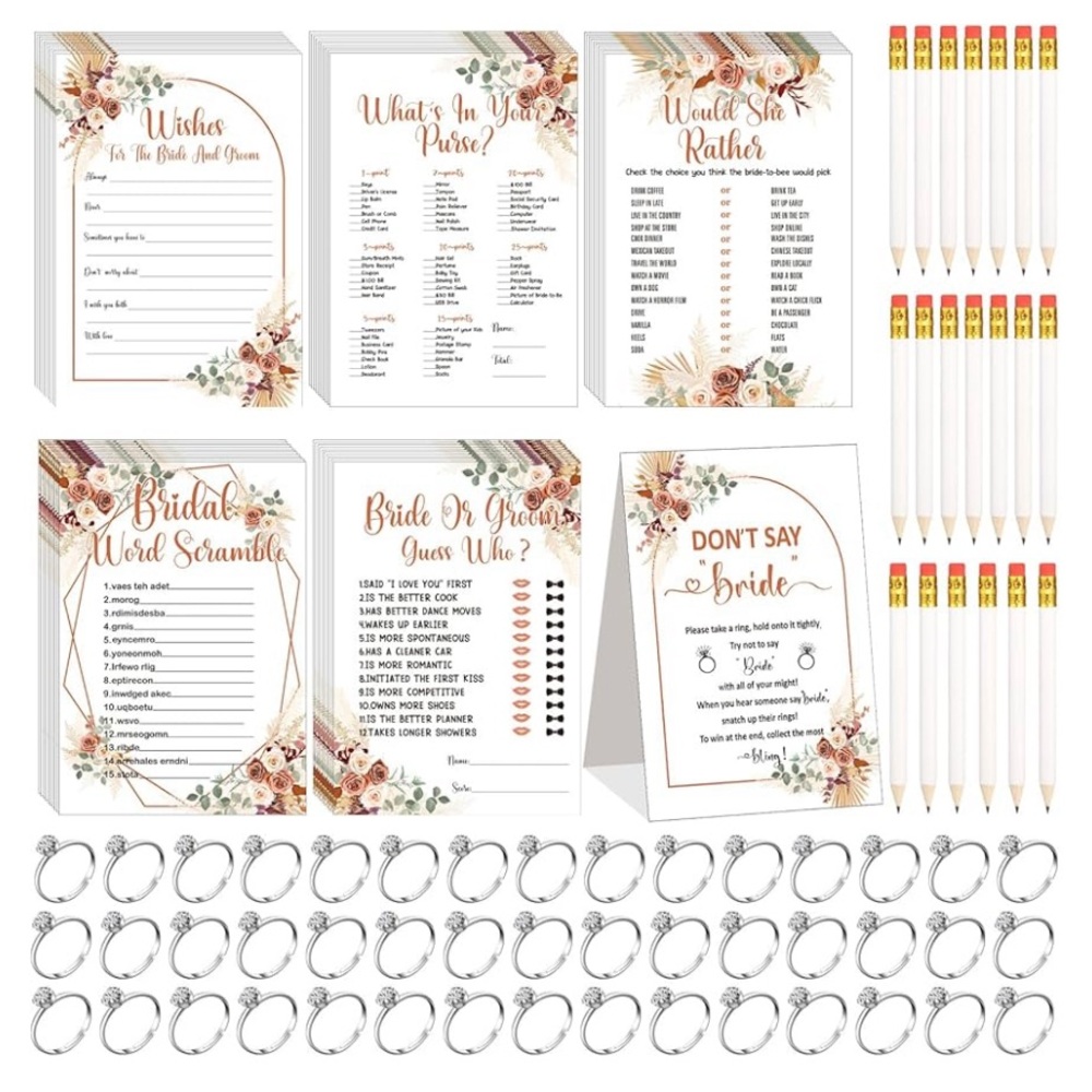 Bridal Shower Game Set with Floral Design